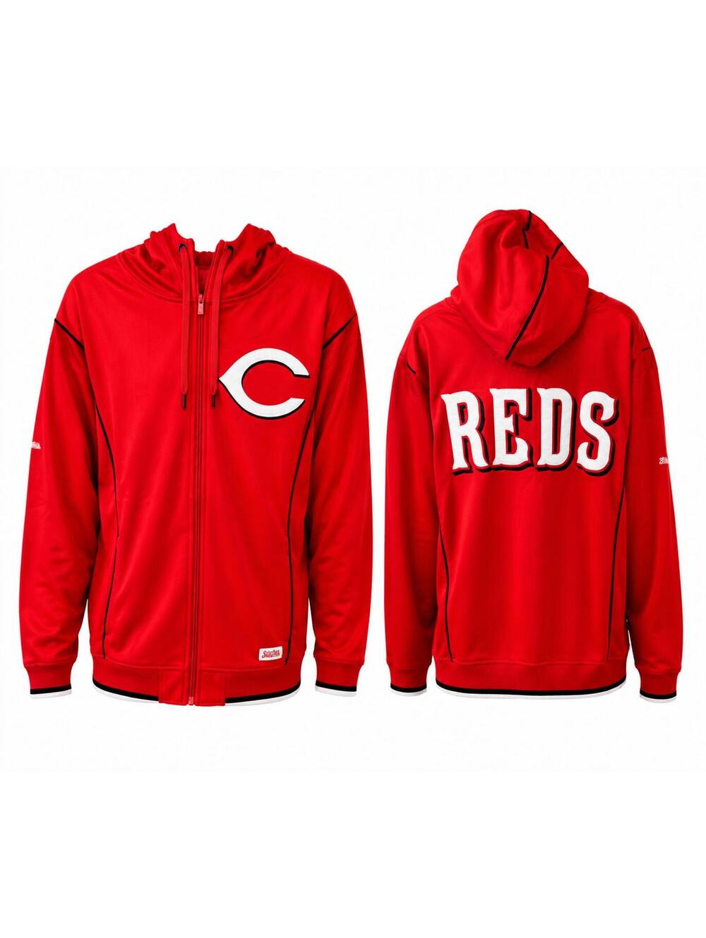 Men's Cincinnati Reds Stitches Red/Black Team Full-Zip Hoodie 5XL Red
